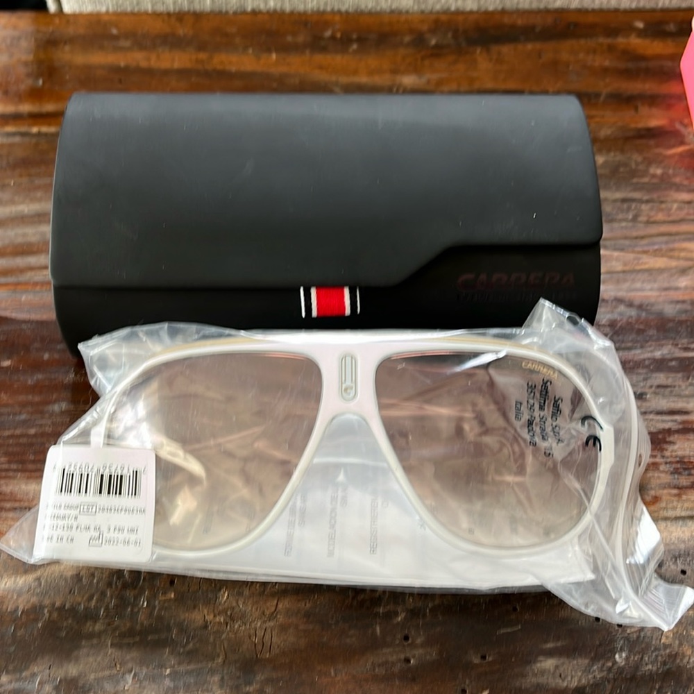 New, Authentic Carrera Speedway Sunglasses (P9U - White/Gold; 63-12-130)